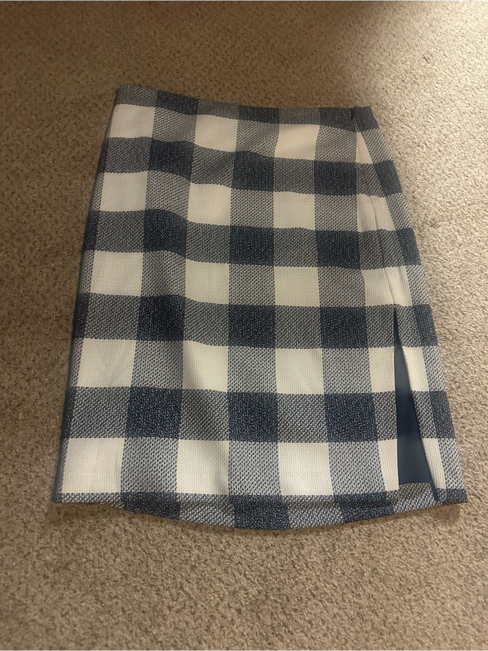 Banana Republic Navy and White Checked Pencil Skirt